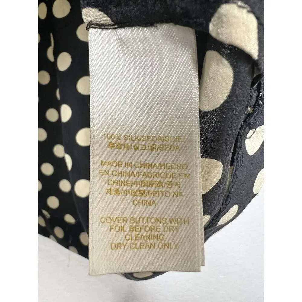 Kate Spade Silk Polka Dot Tank Top Medium Sleeveless Blouse Black Beige